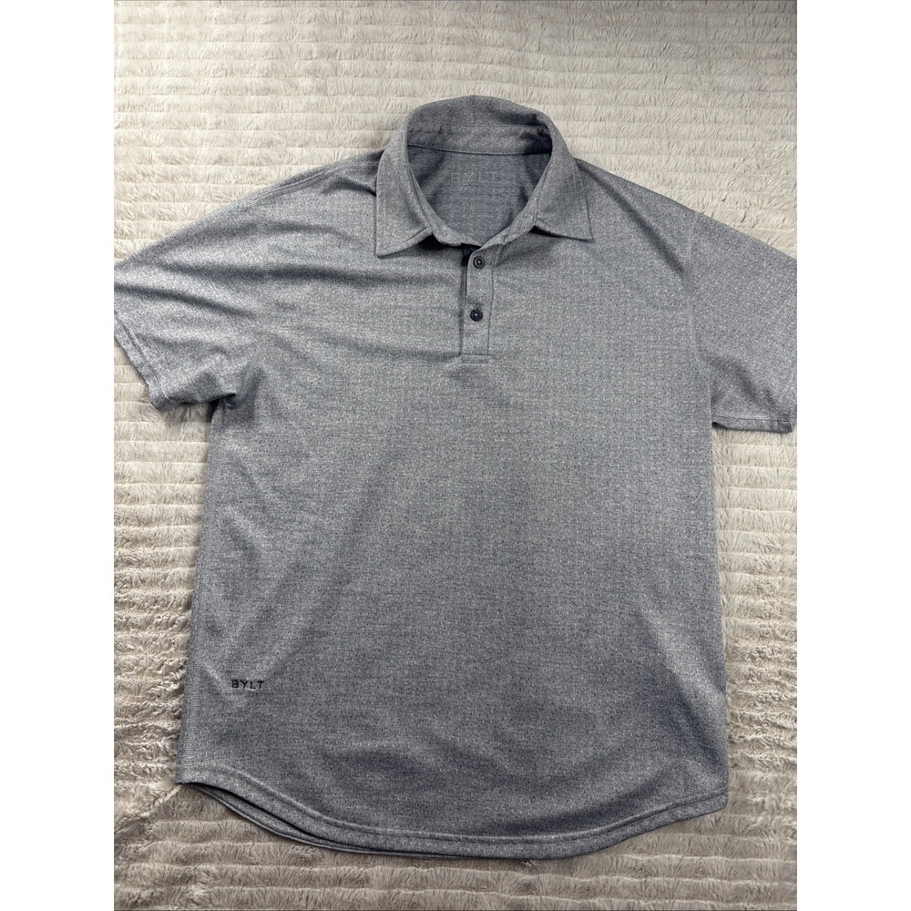 BYLT Polo Shirt Mens Small Light Blue Drop-Cut Lux Athletic Short Sleeve NICE